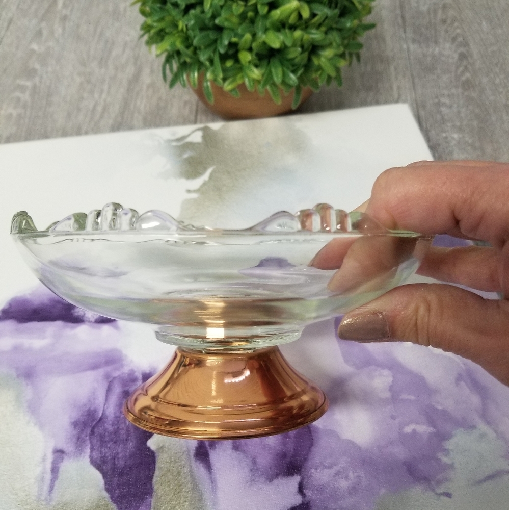 Princess House Copper Footed Glass Bowl - Picture 3 of 8